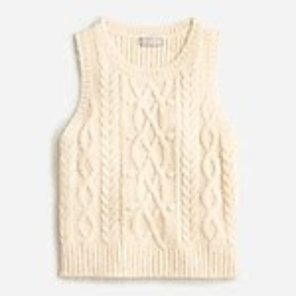 J.Crew Cropped cable-knit sweater shell
